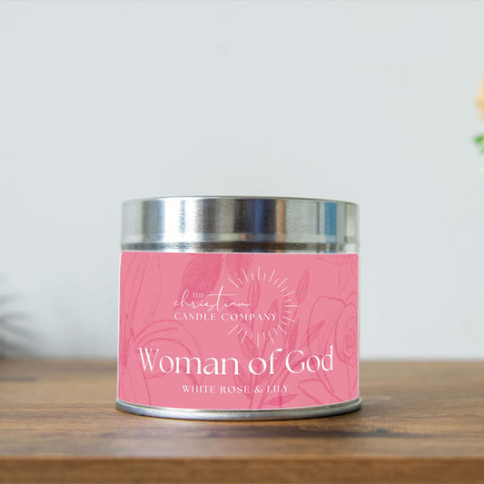 Woman Of God - White Rose & Lily Scented Candle In A Tin - Re-vived