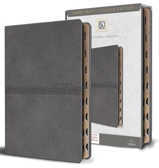 KJV Holy Bible, Large Print Medium Format, Gray - Re-vived