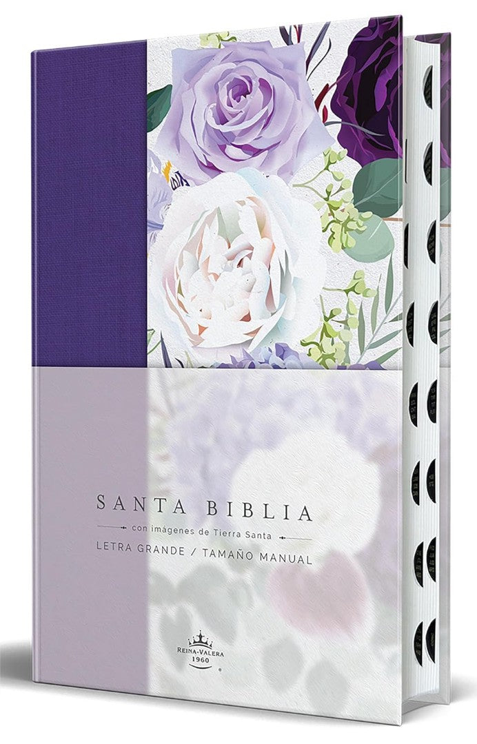 Biblia Rvr1960 Tapa Dura Y Tela Morada Con Flores - Re-vived