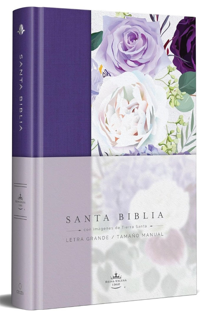 Biblia Rvr1960 Tapa Dura y Tela Morada Con Flores Tamaño - Re-vived