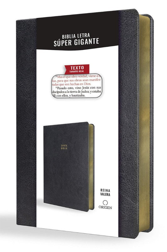 Biblia Reina Valera Letra Súper Gigante, Símil Piel Negro - Re-vived