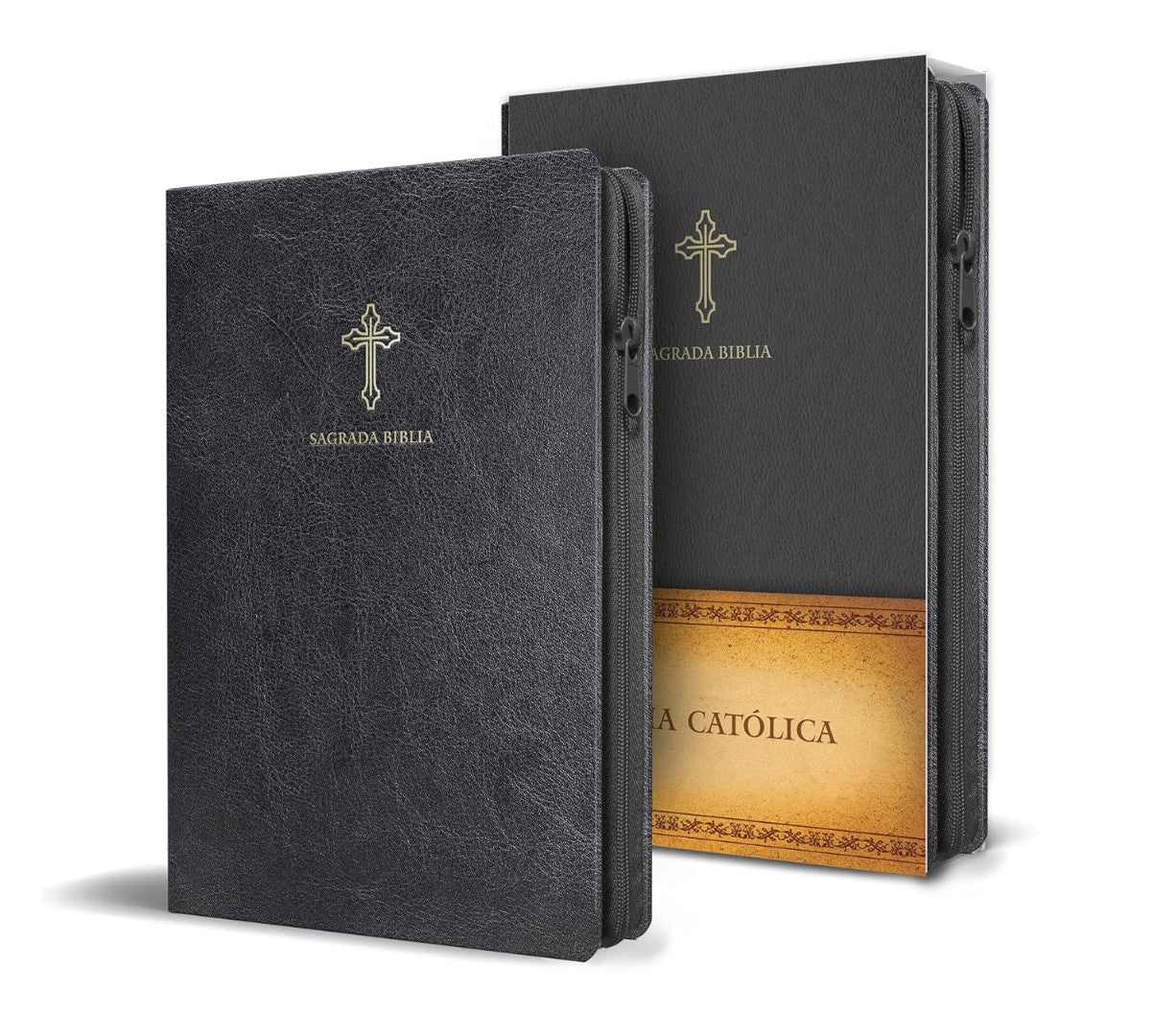 Biblia Católica En Español. Símil Piel Negro, Con Cremallera - Re-vived