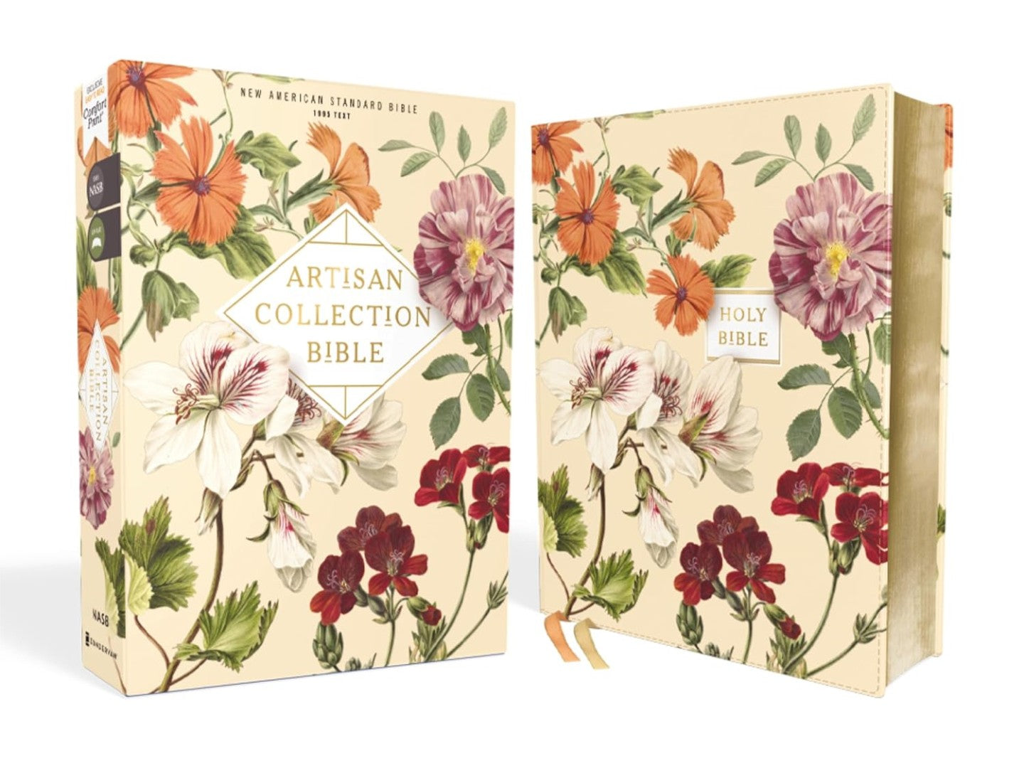 NASB, Artisan Collection Bible, Leathersoft, Almond Floral - Re-vived