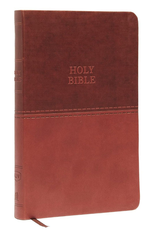 KJV Holy Bible Value Thinline, Brown Leathersoft, Red Letter - Re-vived