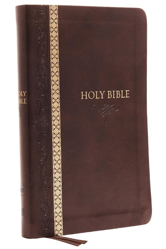 KJV Holy Bible Thinline, Brown Leathersoft, Red Letter - Re-vived