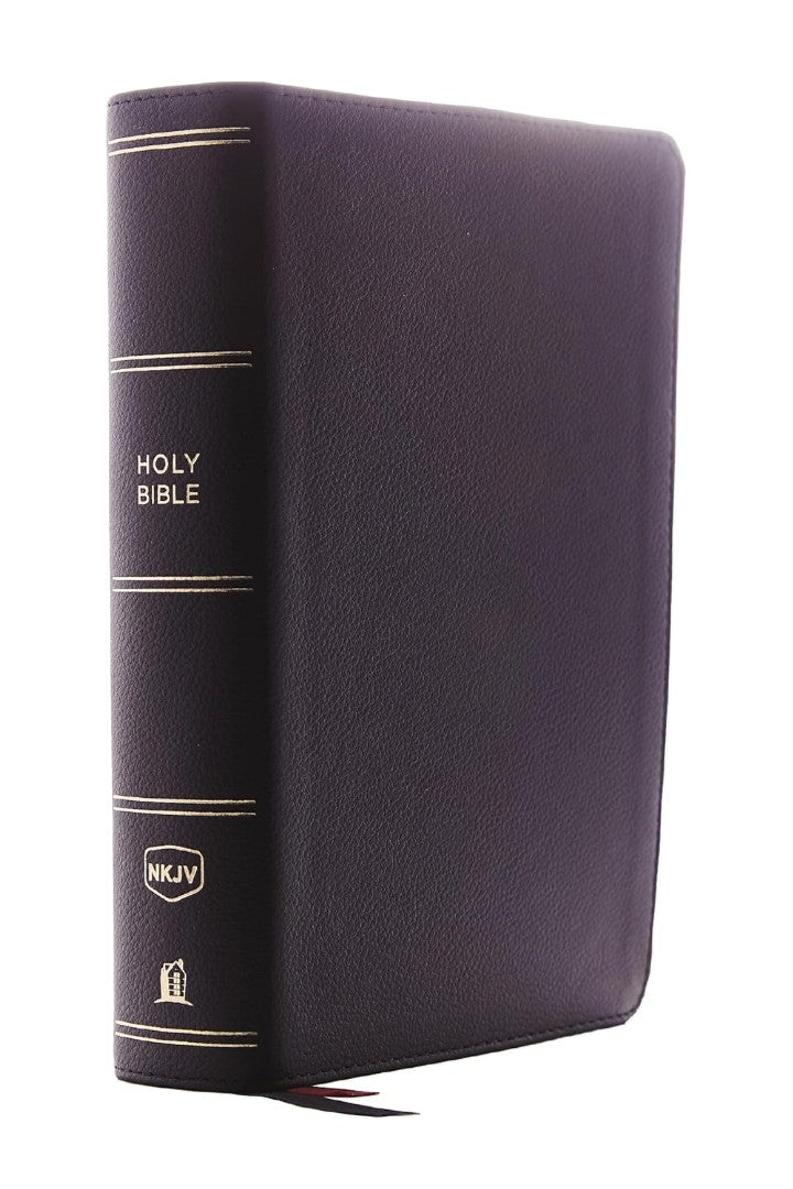 NKJV Single-Column Reference Bible, Genuine Leather, Black - Re-vived