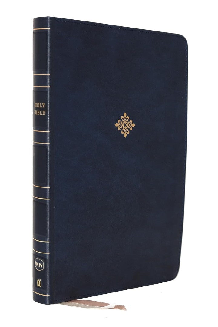 Nkjv, Thinline Bible, Large Print, Leathersoft, Blue, Red Le - Re-vived
