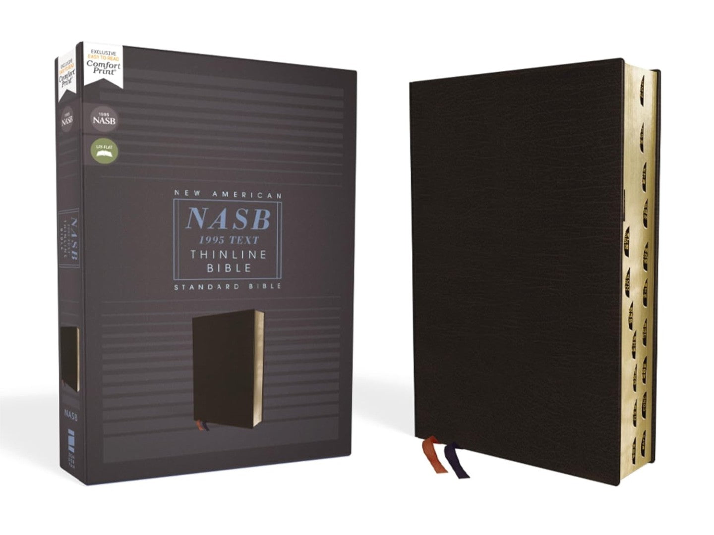 NASB Thinline Bible, Bonded Leather, Black, Red Letter - Re-vived