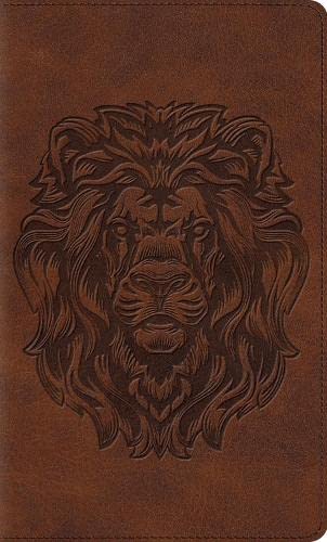 ESV Thinline Bible, Red Letter, Brown, Royal Lion Design - Re-vived