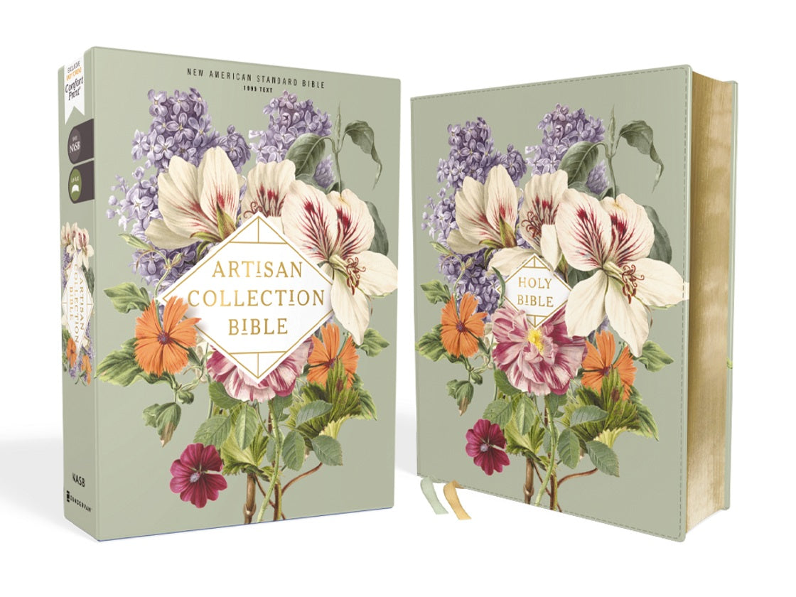 NASB, Artisan Collection Bible, Leathersoft, Sage Floral - Re-vived
