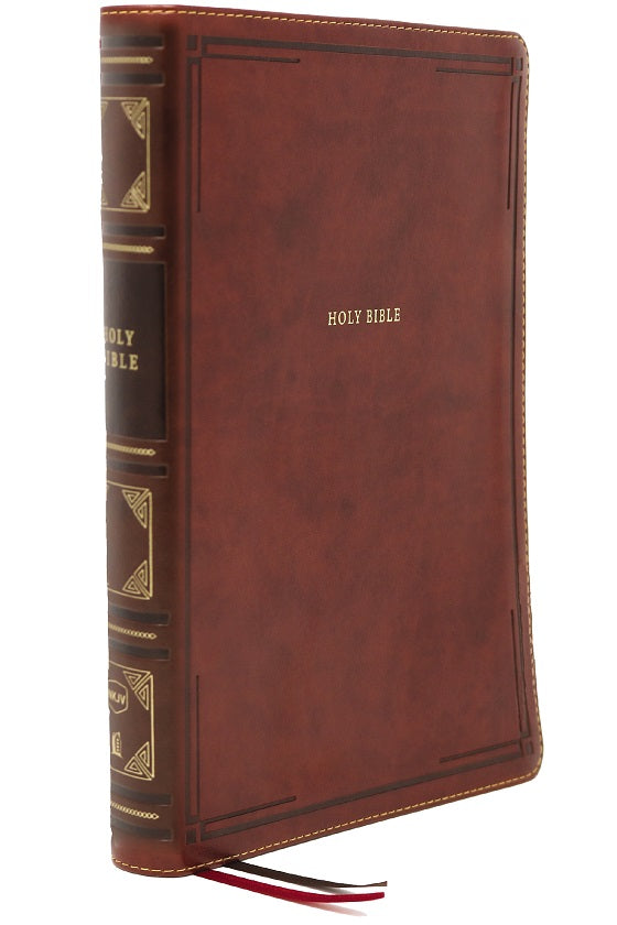 NKJV, Thinline Bible, Large Print, Leathersoft, Brown - Re-vived