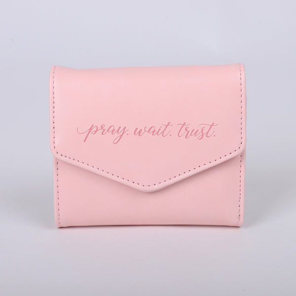 Women's Wallet Pray Wait Trust Pink Leather-Look