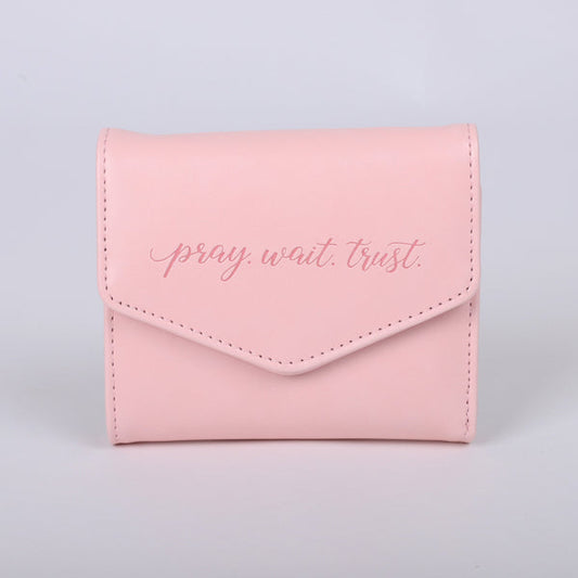 Women's Wallet Pray Wait Trust Pink Leather-Look