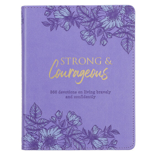 Strong And Courageous Purple Faux Leather Devotional - Re-vived