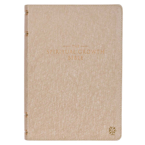 Pearlescent Taupe Faux Leather Spiritual Growth Bible - Re-vived