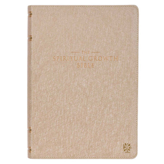 Pearlescent Taupe Faux Leather Spiritual Growth Bible - Re-vived