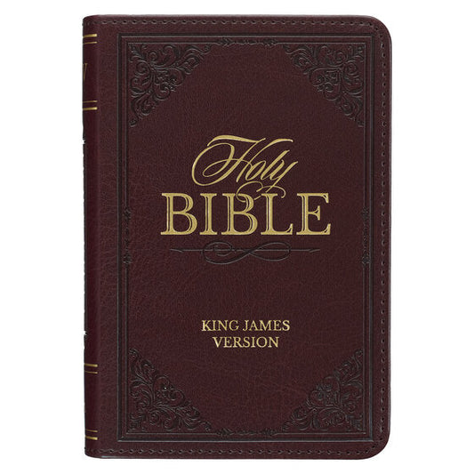 Burgundy Faux Leather King James Version Pocket Bible - Re-vived