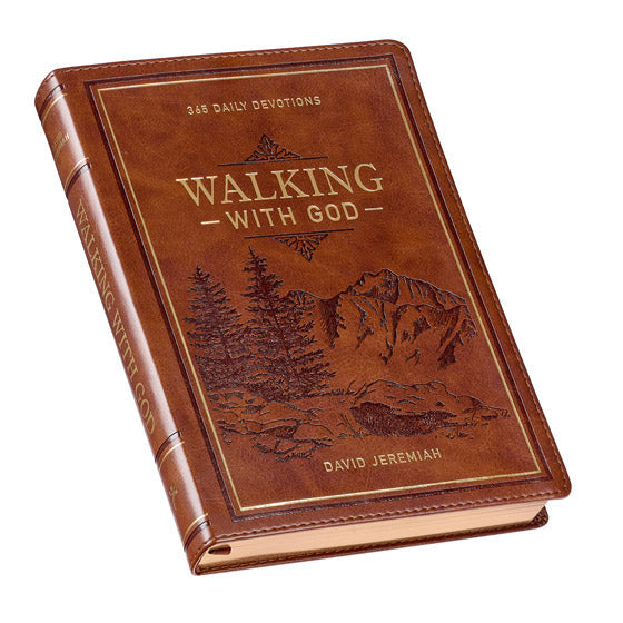 Walking With God Large Print Brown Faux Leather Devotional - Re-vived