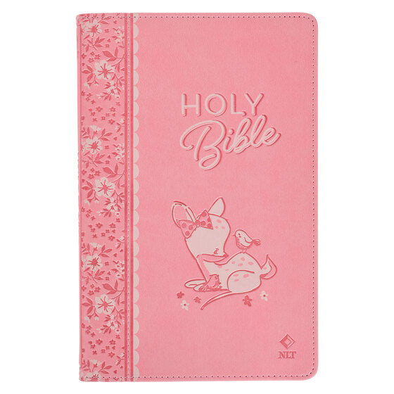 Pink Faux Leather NLT Baby Keepsake Bible For Girls - Re-vived