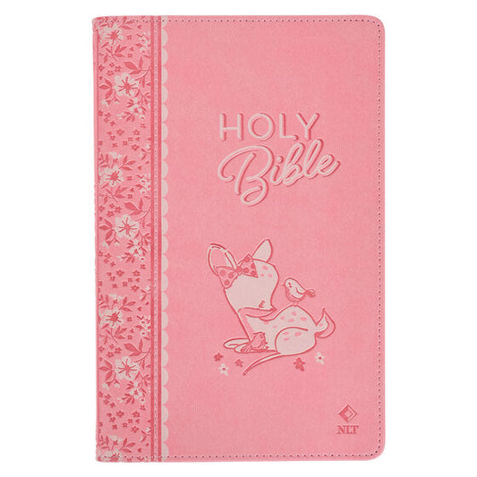Pink Faux Leather NLT Baby Keepsake Bible For Girls - Re-vived
