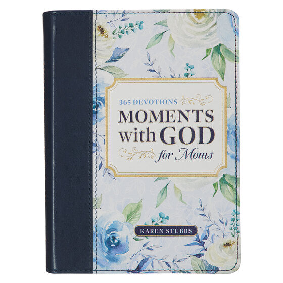 Moments With God For Moms Navy Faux Leather Daily Devotional - Re-vived