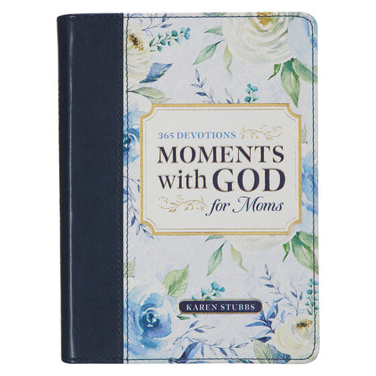 Moments With God For Moms Navy Faux Leather Daily Devotional - Re-vived