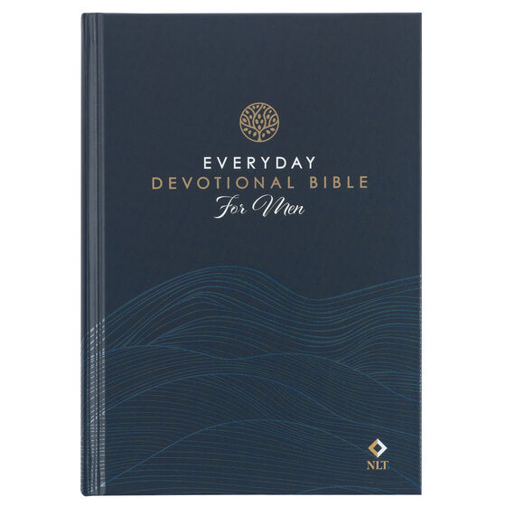 Navy Wave Hardcover NLT Everyday Devotional Bible For Men - Re-vived