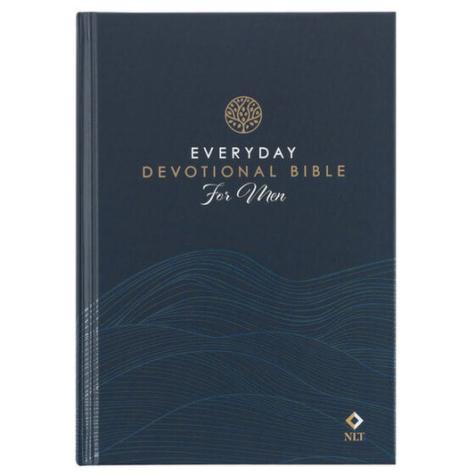 Navy Wave Hardcover NLT Everyday Devotional Bible For Men - Re-vived