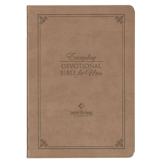 Tan Faux Leather NLT Everyday Devotional Bible For Men - Re-vived
