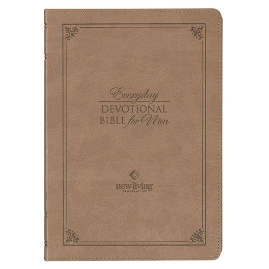 Tan Faux Leather NLT Everyday Devotional Bible For Men - Re-vived