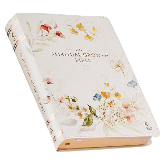 Cream-Coloured Floral Faux Leather Spiritual Growth Bible - Re-vived