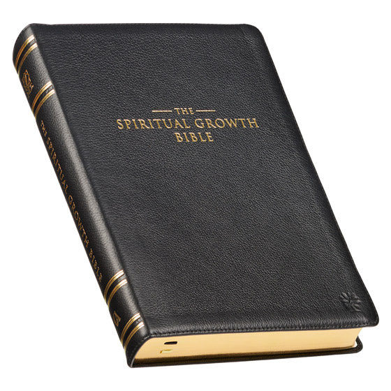 Black Genuine Leather Spiritual Growth Bible - Re-vived