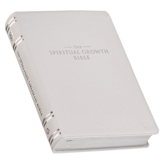 White Full Grain Leather Spiritual Growth Bible - Re-vived