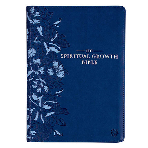 Navy Blue Faux Leather Spiritual Growth Bible - Re-vived
