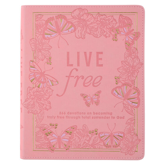 Live Free Pink Faux Leather Devotional - Re-vived
