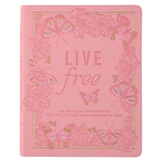 Live Free Pink Faux Leather Devotional - Re-vived