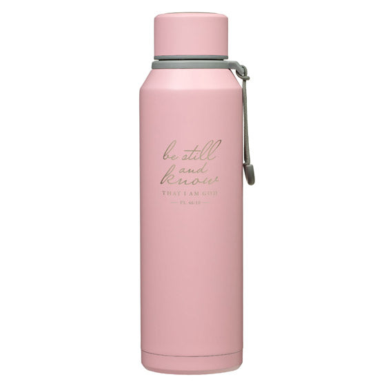 Be Still Pink Stainless Steel Water Bottle - Psalm 46:10 - Re-vived