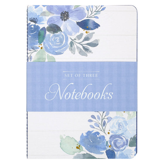 Strength Blue Floral Large Notebook Set -Psalm 28:7 - Re-vived