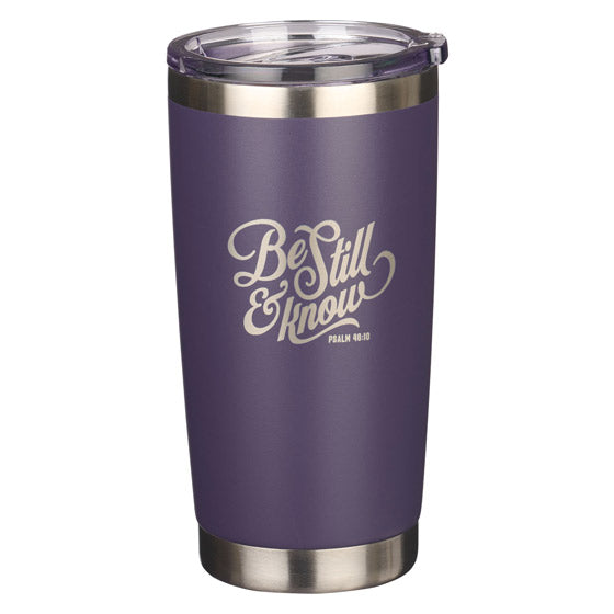 Be Still Purple Stainless Steel Mug - Psalm 46:10 - Re-vived