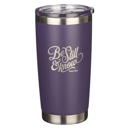 Be Still Purple Stainless Steel Mug - Psalm 46:10 - Re-vived
