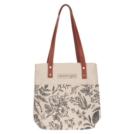 Amazing Grace Natural Canvas Tote Bag - 2 Corinthians 12:9 - Re-vived