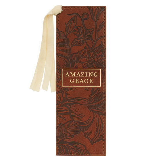Amazing Grace Honey Brown Faux Leather Bookmark - Re-vived