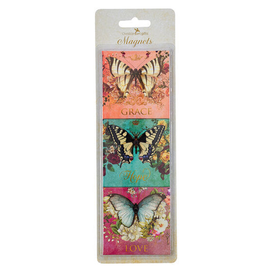 Grace, Faith, Love Secret Garden Butterfly Magnet Set - Re-vived