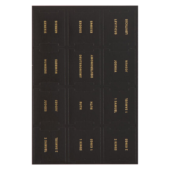 Black And Gold Peel-And-Stick Bible Indexing Tabs - Re-vived