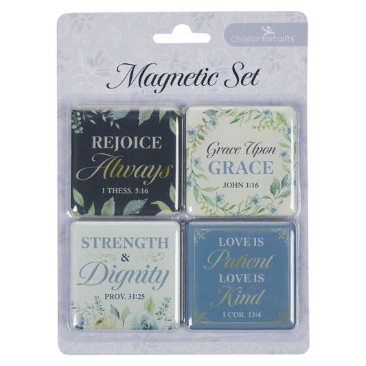 Strength And Dignity Indigo Rose Magnet Set - Re-vived