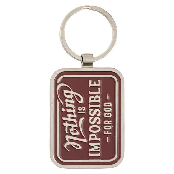 Nothing Is Impossible Vintage Red Metal Keychain - Luke 1:37 - Re-vived