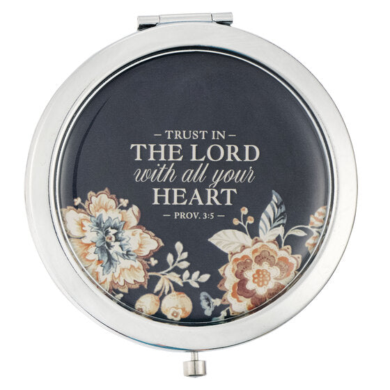 Trust In The Lord Silver Metal Compact Mirror - Proverbs 3:5 - Re-vived