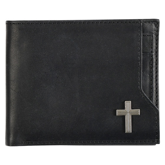 Silver Cross Black Genuine Leather Wallet - Re-vived