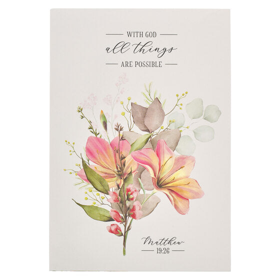 All Things Are Possible Blue Floral Notepad -  Matthew 19:26 - Re-vived