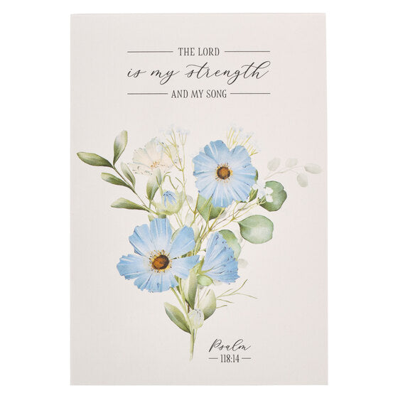 My Strength And My Song Blue Floral Notepad  - Psalm 118:14 - Re-vived